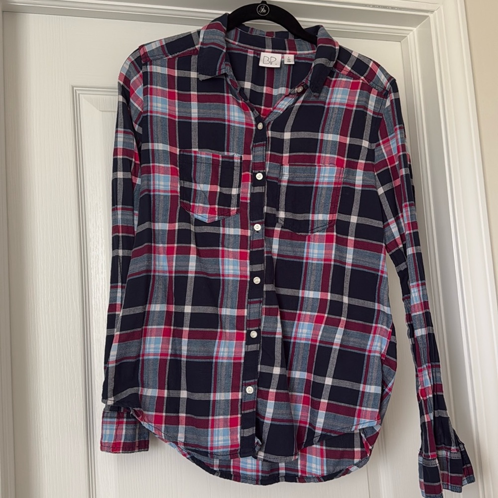 BP blue plaid long sleeve button down